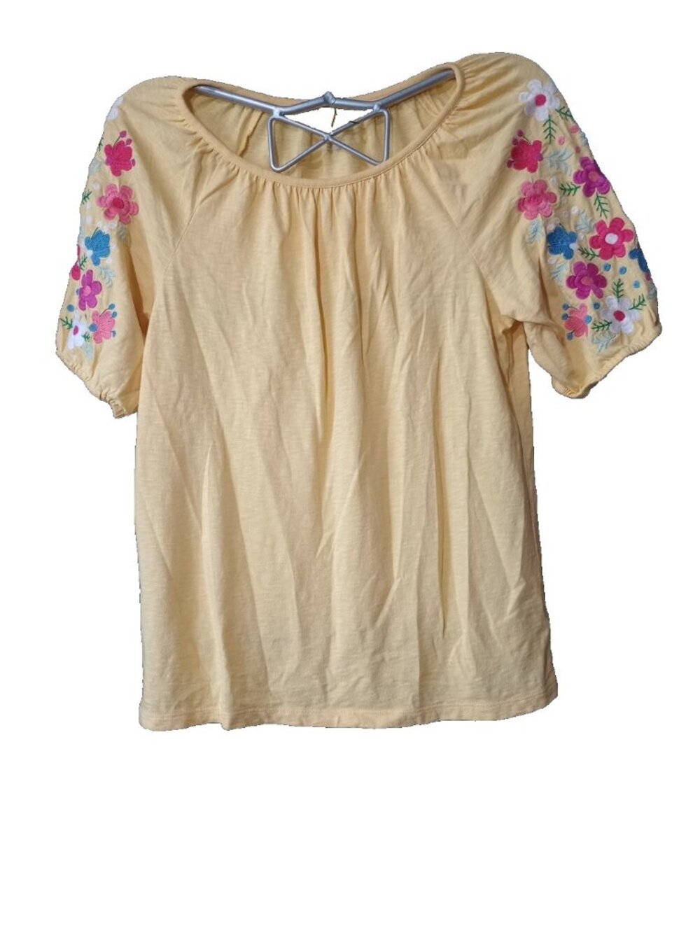 Talbots Top Women's  Yellow White Floral Long Sleeve Blouse Size Small Petite